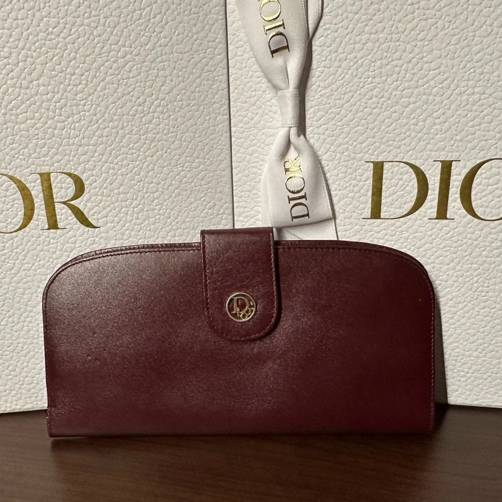 Vintage Dior Burgundy Leather Wallet EUC